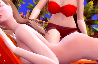 My Girlfriend Has No Shame. Lesbian Sex on the Beach - Sexual Hot Animations