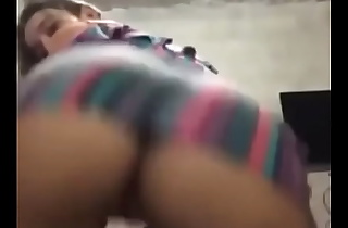 Sexy rear view of a Latina's naked TikTok ass and pussy without panties