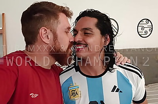 WORLD CHAMPION @TURKMXXX and @andresivanoff celebrate Argentina is World Champion. Blowjobs , feet fetish ?, kissing , and CUM  in the part 2