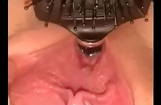 Tight teen masturbating with hairbrush