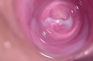 Camera deep inside Mia's teen vagina