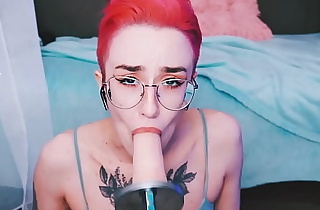 Cute tomboy getting fuck in mouth by fuckmachine