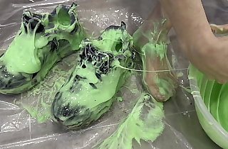 Trashing Sneakers (Trainers) with Super Sticky Slime