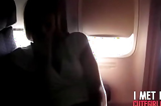 SUPER HORNY MILF Rubbing her pussy in front of her friend on a Plane
