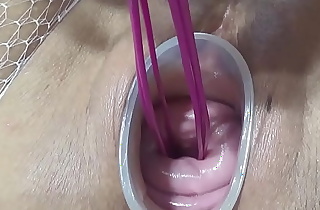 Mature wife fucking cervix and penetration in uterus with knifes