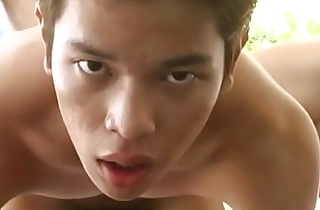 Showering nippon twink banged outdoors after blowjob