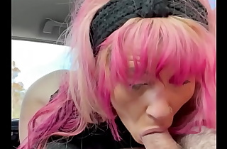 Chubby streetwalker with a big phat ass sucks cock, licks an older man's balls, takes a load of cum in her mouth, then comes back to continue sucking