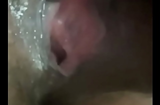 Rubbing pussy stop once she felt my cum inside her