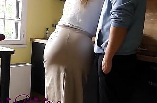 My stepmom's tight leather skirt makes her want to fuck her huge ass!