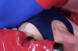 Cosplay bottom barebacked by wrestler hunk in spandex