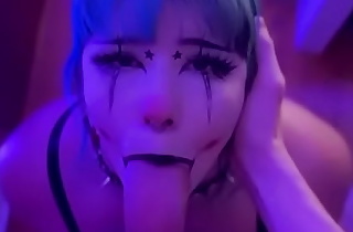 Clown slut throats cock