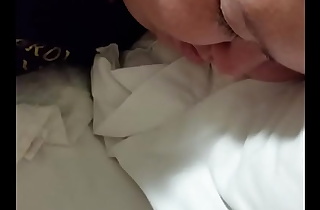 I walk in Bbw room, she is resting  so I take my cock out on her face