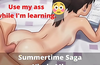 Mia was a strict Christian  So we had to do it secretly while learning and hiding from mom  Her first anal sex was painful but after a while of screaming, she also spreads her pussy for me   (Summertime Saga - Mia, the Christian)