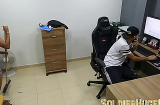 I have a friend helping me clean my office... But she wants to charge me with sex and starts seducing me / Gaby Jimenez