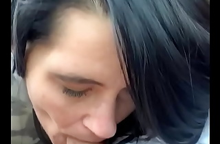 Trailer trash whore gives a long blowjob then lets a guy cum in her mouth, spits out his cum and sucks it some more!