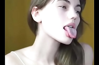 Beautiful girl and beautiful tongue