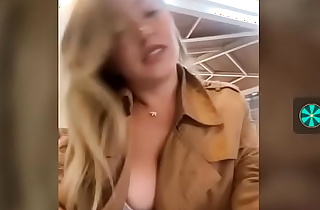 girl in public show her tits and her CK white bra pt1