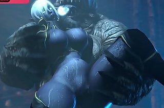 Hentai - Dark elf caught by cave monster with huge dick and lost control