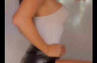 Hot Columbian in leather skirt