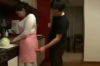 Hot Japanese Asian Mom fucks her Son in Kitchen