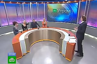 Bimbo blonde on panel of Russian TV show - upskirt porn at hotcamgirlsvideo porn tube