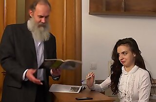 Tricky Grey Tutor - Grey instructor forth her comely natural boobs Milana Witchs