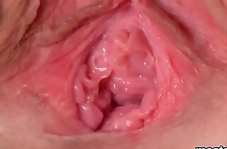 Blistering czech chick opens here her pink vagina nigh the weird