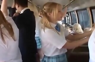 Bus girl encircling a bus