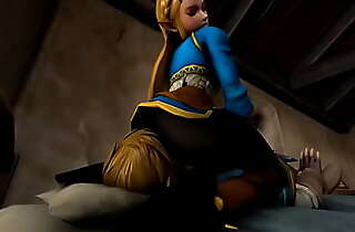 Zelda sits in excess of Link's face