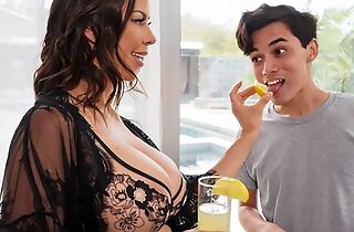 Dark-haired housewife seduces increased by fucks juvenile pool boy