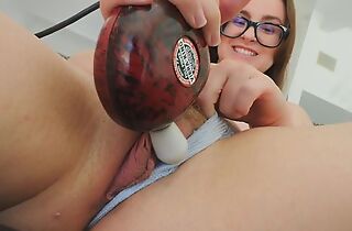 Nerdy chick called Jay plays with her favorite toys superior to before the sofa