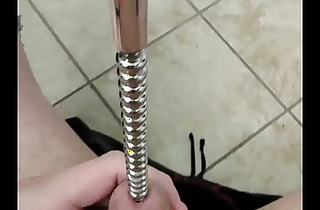 using a ribbed sounding rod down my cock again