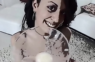 Lyla Storm drinks a spunk cocktail