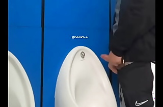 Hazardous urinal jism close by busy public bathroom