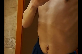 TUMMY PIERCED ARAB Legal age teenager GUY SHOWS Stay away from HIMSELF IN THE MIRROR
