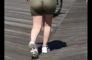 Big booty jiggly booty flaxen-haired nigh shorts