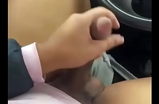 latin cock wanking in car