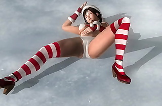 Kasumi y Kokoro con sexys trajes navideños y ropa interior navideña, con diferentes poses sexys parte 1