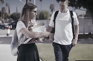 Nerdy teen student double penetrated by bullying classmate's