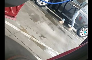 Spying hot milk at car wash