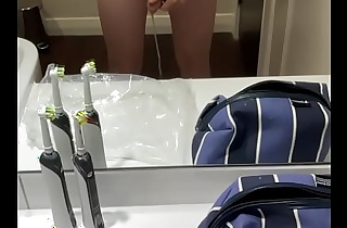 Mirror view of me peeing